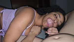 SEXY THICK EBONY DEEPTHROATS MY WHITE COCK AND TAKES A HUGE CREAMPIE!