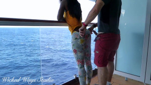 Ebony Babe Gets Her Ass Pumped Full Of Cum On A Cruise Ship Balcony